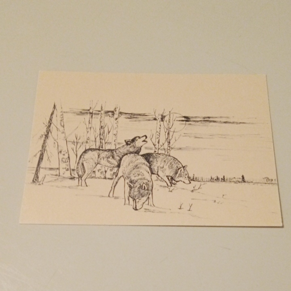 Wolf Sketch Art Print Card